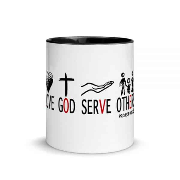 Love God Serve Others Mug with white background