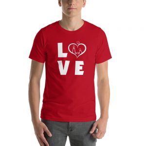 Short-Sleeve Unisex T-Shirt in red and different models
